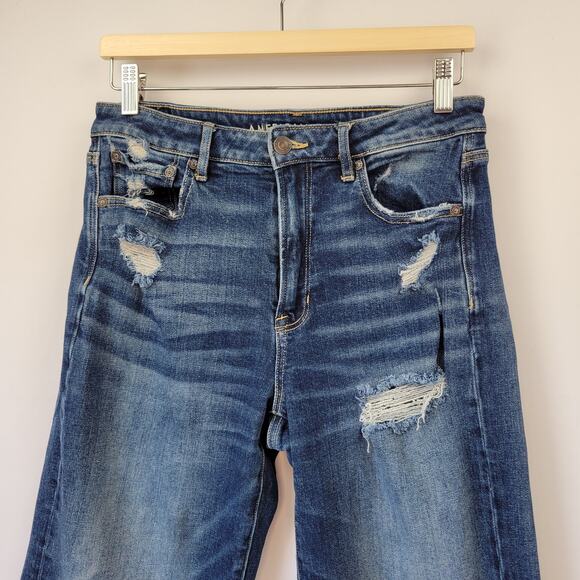 American Eagle Outfitters Wide Leg Crop Jeans Dark Wash Size 6 - Picture 2 of 13